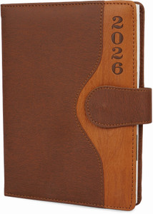 Erminio Palamino Premium Leather Executive Diary 2026, Brown, with Magnetic Closure and Calendar A5 Diary Ruled 365 Pages