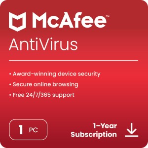 McAfee 1 PC 1 Year Anti-virus (Email Delivery - No CD)