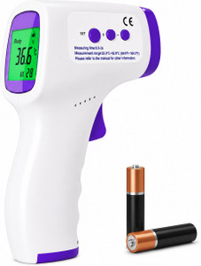PLEXAL Digital Infrared Thermometer Gun for Body Temperature with LCD Display Fast 1-Sec Measurement | Fever Alarm | Family Use Thermometer