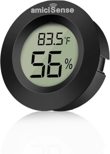 amiciSense Mini Thermometer & Hygrometer with Back Sensor – Temperature & Humidity Monitor for Home, Office, Car, Schools, Labs, and More Thermometer
