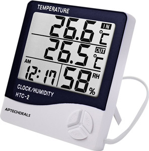 APTECHDEALS HTC-2 HTC-2 Digital Hygrometer Thermometer Humidity Meter With Clock LCD Display Thermometer