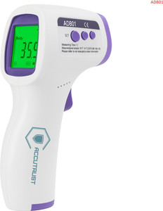 Accutrust Contactless Infrared Thermometer | Fast 1-Sec Measurement Color Display | Fever Alarm | Family Use Thermometer