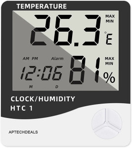 APTECHDEALS HTC-1 HTC-1 Digital Hygrometer Thermometer Humidity Meter With Clock LCD Display Thermometer