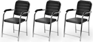 GOYALSON Study office visitor reception Chair| Black With Arms| Heavy Duty Frame| Leatherette Office Visitor Chair