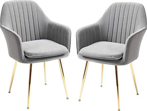Roxigo Velvet Dining Chairs, Cushion Seat Chair for Living Room Bedroom Restaurant Fabric Dining Chair