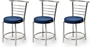 SOMRAJ Steel Dining/Restaurant/Cafe/Home/Office/Study Chair, with Leather Cushion seat Leatherette Dining Chair