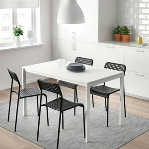IKEA ADDE CHAIR Polypropylene Plastic/Steel, Epoxy/Polyester Powder Coating Chair Indoor/Outdoor Stackable Dining/Living Room/Office Chair BLACK 2PC Plastic Dining Chair