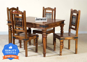JeenWood Beautiful Dining Set In Sheesham Wood In Living Room Solid Wood 4 Seater Dining Set