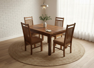 Custom Decor Premium Quality Sheesham Solid Wood 4 Seater Dining Table Set for living room Solid Wood 4 Seater Dining Set