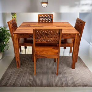 Douceur Furnitures Solid Wood Sheesham Wood 4 Seater Dining Set For Dining Room / Restaurant. Solid Wood 4 Seater Dining Set