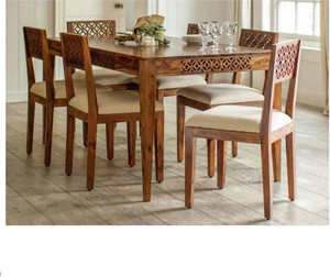 Divine Arts Solid Wood 4 Seater Dining Table With 4 Chairs Dining Room Furniture/Hotel Solid Wood 6 Seater Dining Set