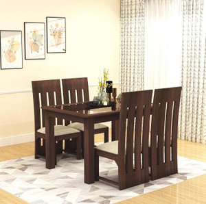SONA ART & CRAFTS Rosewood ( Sheesham ) Frame Glass Top Solid Wood 4 Seater Dining Set