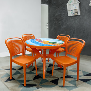 TrendyLivings 4 Seater Dining Set for Home Garden Cafeteria Plastic 4 Seater Dining Set