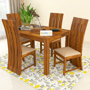 Custom Decor Solid Sheesham and Solid Wood 4 Seater Dining Set