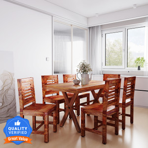 Flipkart Perfect Homes Sheesham ( Rosewood ) Solid Wood 6 Seater Dining Set
