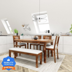 Flipkart Perfect Homes PureWood Sheesham 6 Seater Dining Set with Bench