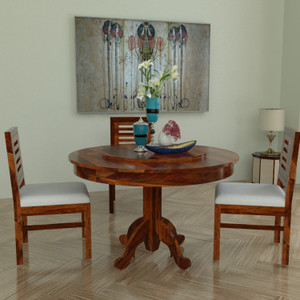 Allie Wood Rosewood (Sheesham) With Free Gift 3 Wall Shelves Solid Wood 3 Seater Dining Set