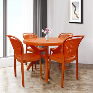 TrendyLivings 4 Seater Dining Set for Home Garden Cafeteria Plastic 4 Seater Dining Set