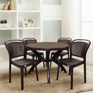 TrendyLivings 4 Seater Dining Set for Home Garden Cafeteria Plastic 4 Seater Dining Set