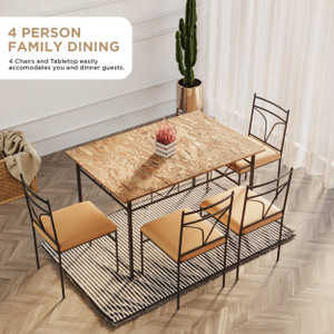 Axis Crafts Engineer Wood Dining Table 4 Seater with Cushioned Chairs for Home, Restraunts Metal 4 Seater Dining Set