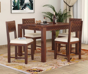 Flipkart Perfect Homes Sheesham Wood Four Seater CNC Designed Dining Set For Dining Room/ Restaurant || Solid Wood 4 Seater Dining Set