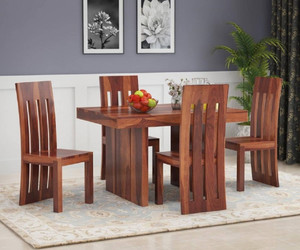 Flipkart Perfect Homes Solid Sheesham Wood Poster Four Seater Dining Set For Dining Room/ Restaurant || Solid Wood 4 Seater Dining Set