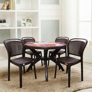TrendyLivings 4 Seater Dining Set for Home Garden Cafeteria Plastic 4 Seater Dining Set