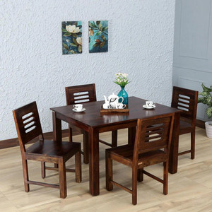 DECORWOOD Solid Sheesham Wood Four Seater Dining Set For Dining Room, Restaurant . Solid Wood 4 Seater Dining Set