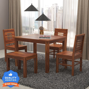 Shree Jeen Mata Enterprises Solid Sheesham Wood 4 Seater Dining Table With 3 Chairs, 1 Bench For Dining Room Solid Wood 4 Seater Dining Set