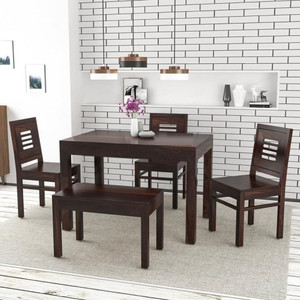 TRUE FURNITURE Sheesham (Rosewood) Solid Wood 4 Seater Dining Set