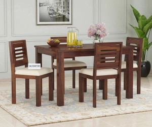 PR FURNITURE Solid Sheesham Wood Four Seater Dining Set For Dining Room/ Hotel/ Kitchen | Solid Wood 4 Seater Dining Set