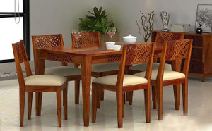 DriftingWood Wooden Dining Table 6 Seater|Six Seater Dining Table with Chairs|Dining Room Set Solid Wood 6 Seater Dining Set