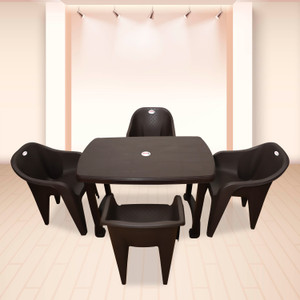 ARLAVYA 4 Seater Dining Set for Home Garden Cafeteria Plastic 4 Seater Dining Set