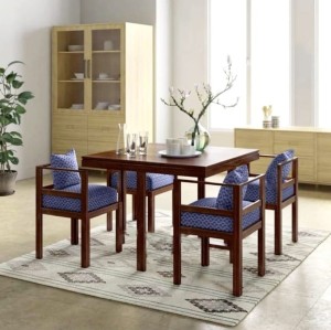 mk furniture Beautiful 4 Seater Dining Set In solid Sheesham Wood For Living Room Solid Wood 4 Seater Dining Set