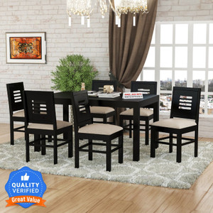 Shree Jeen Mata Enterprises SJME Solid Sheesham Wood 6 Seater Dining Set For Dining Room , Restaurant Solid Wood 6 Seater Dining Set