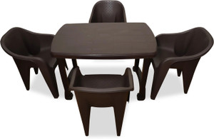HELLO 4 Seater Dining Table Set for Home Garden Cafeteria Plastic 4 Seater Dining Set