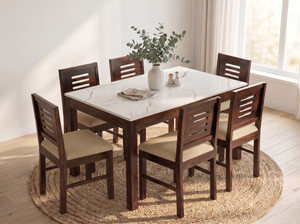 Deuba Premium Quality 6 Seater Dining Table Set For Living Room Solid Wood 6 Seater Dining Set