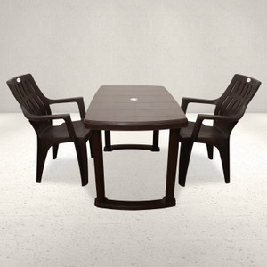 ARLAVYA 2 Seater Dining Set for Home Cafeteria Garden Plastic 2 Seater Dining Set