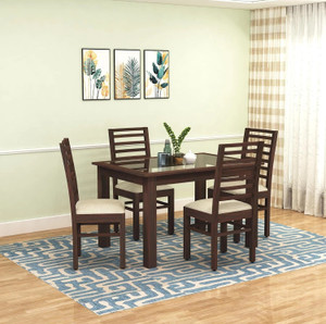 SONA ART & CRAFTS Rosewood ( Sheesham ) Frame Glass Top Solid Wood 4 Seater Dining Set