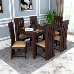 Custom Decor Foster Premium Dining Room Furniture Wooden Dining Table with 6 Chairs Solid Wood 6 Seater Dining Set Solid Wood 6 Seater Dining Set