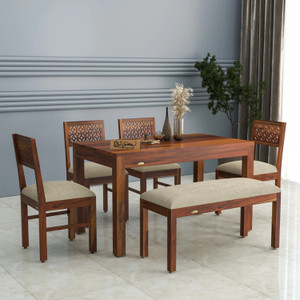 Flipkart Perfect Homes SHEESHAM WOOD SIX SEATER DINING S Solid Wood 6 Seater Dining Set