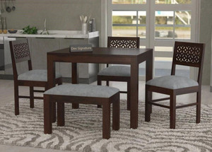 Devsignature Solid Sheesham Wood Four Seater Dining Set For Kitchen , Hotel , Restaurant Solid Wood 4 Seater Dining Set
