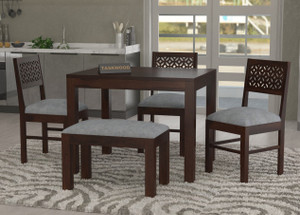 Taskwood Furniture Solid Sheesham Wood Four Seater Dining Set For Dining Room / Restaurant. Solid Wood 4 Seater Dining Set