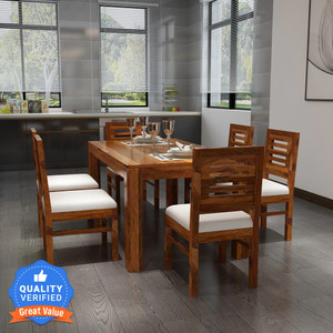 Allie Wood Sheesham ( Rosewood ) Solid Wood 6 Seater Dining Set