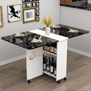 QuickyGoQuickly New &Stylish Black marbled Folding Dining Table made up of Engineered Wood 4 Seater Dining Table