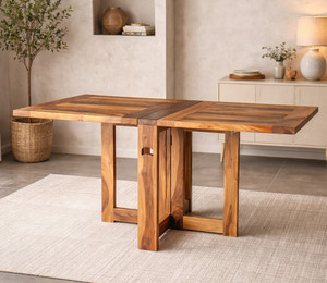 Angel Furniture Foldable Solid Wood 6 Seater Dining Table