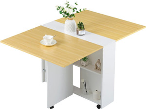 FORKTAIL Space saving folding dining table convertible with 2 tier Without chairs Engineered Wood 6 Seater Dining Table
