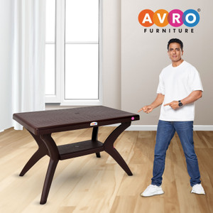 AVRO furniture MAGNA-BROWN Plastic Table for Dining Home Garden Cafeteria Plastic 6 Seater Dining Table
