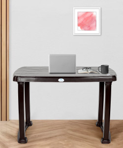 HOMIBOSS Plastic foldable Table for dinner, lunch, computer, study ( color - Brown ) Plastic Outdoor Table