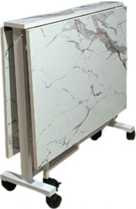 ekam futuretech ekam Folding 4 seater Dining table ( white marble) (Assembly Require) Metal 4 Seater Dining Table